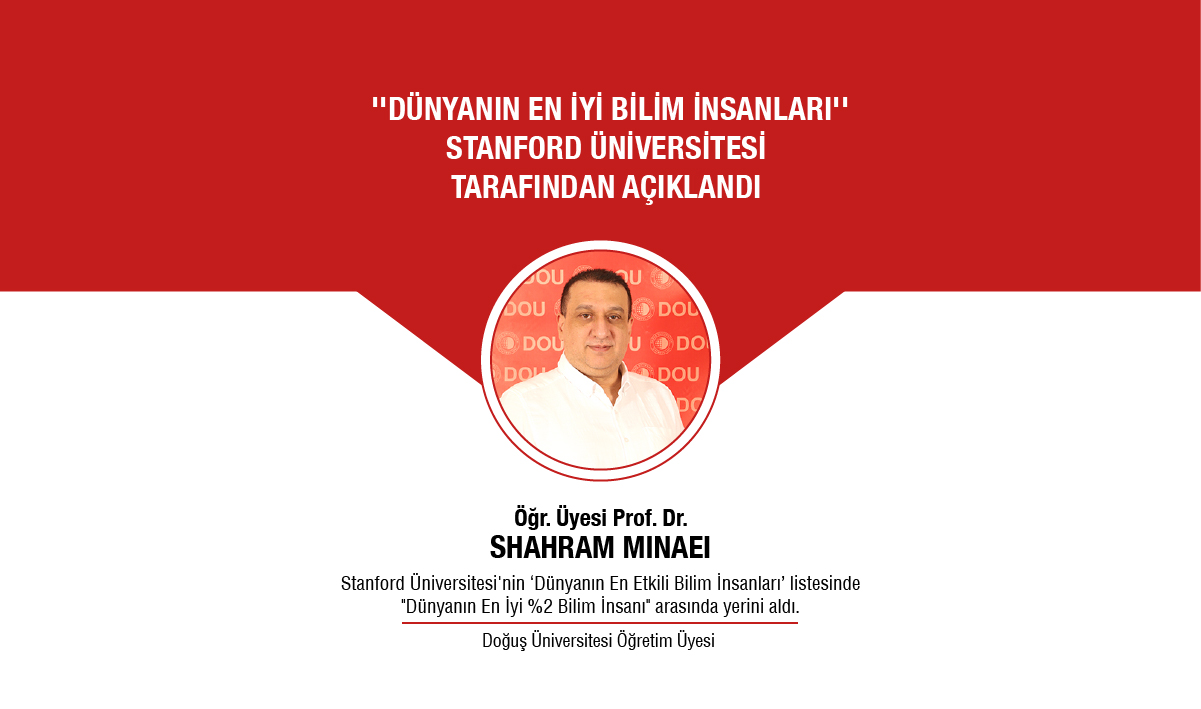 Öğr. Üyesi Prof. Dr. Shahram Minaei Stanford Üniversitesi'nin ‘Dünyanın En Etkili Bilim İnsanları’ listesinde "Dünyanın En İyi %2 Bilim İnsanı" arasında yerini aldı
