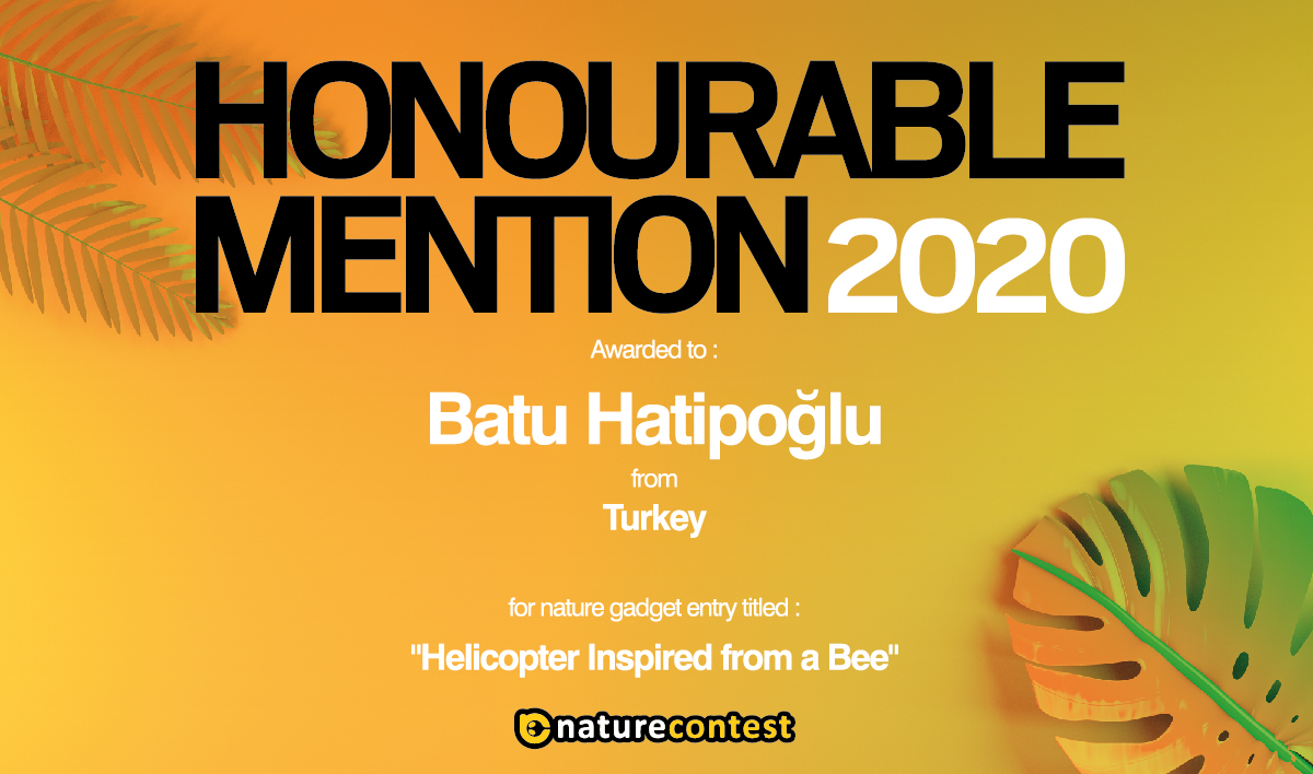 Nature Contest 2020 Türkiye Birincisi “Helıcopter Inspıred From A Bee” Projesiyle Doğuş Üniversitesi Öğrencisi Batu Hatipoğlu Oldu.